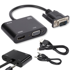 shumee Adapter VGA na HDMI + razdelilnik VGA, večportni adapter, zvezdišče D-Sub + vtičnica