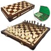Leseni šahovski set z diamanti, žgan, turnirski, velik, 44 x 44 cm, proizvajalec