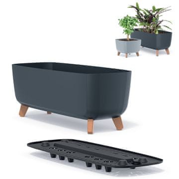 Prosperplast VRTNI LONEC ZA CVETJE NA NOGICAH, KORITO ZABO 58 CM ANTRACIT ECO