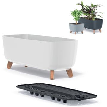 Prosperplast VRTNI LONEC ZA CVETJE NA NOGICAH, KORITO, ZABO 58 CM, BEL, EKO
