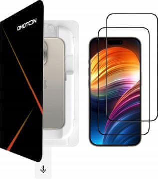 shumee Kaljeno steklo za iPhone 15 Pro 2x 3D polno lepilo + okvir za montažo