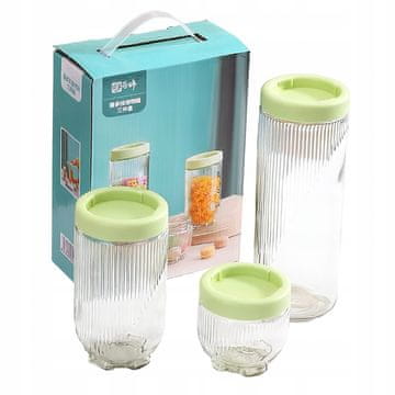 shumee Komplet 3 steklenih posod s pokrovi, 300/600/1000 ml