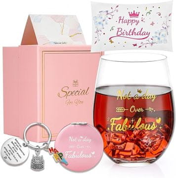 shumee Darilni set za njo: kozarec za vino + kozmetična torbica + ogledalo