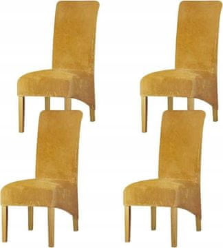shumee Žametne prevleke za stole, 4 kosi, rumene, prožne, zaščitne in elegantne
