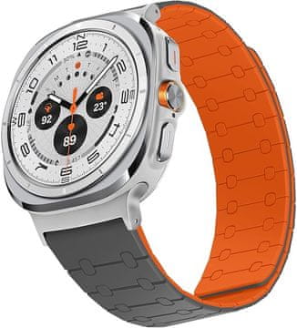shumee Samsung Galaxy Watch Ultra 47mm magnetni pašček sivo-oranžen