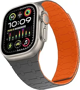 shumee Silikonski magnetni pašček za Apple Watch, sivo-oranžen