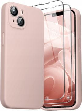 shumee Silikonski ovitek za iPhone 14 Plus 6,7" + 2 kaljena stekla 3 v 1