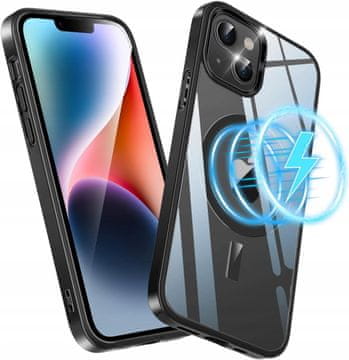 shumee Ovitek za iPhone 13 14 6,1" Črn prozoren oklep