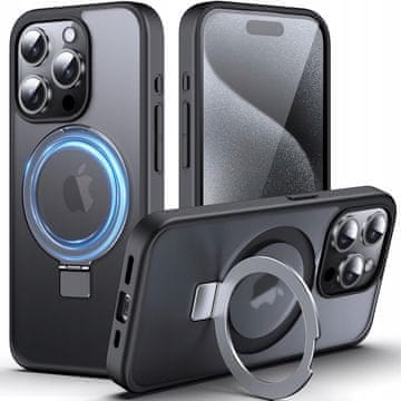 shumee Ovitek za iPhone 15 Pro črn, obroč MagSafe, prozoren