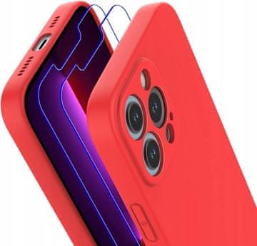 shumee Ovitek Losvick za iPhone 13 Pro z 2x zaščitnim steklom iz kaljenega stekla, rdeč