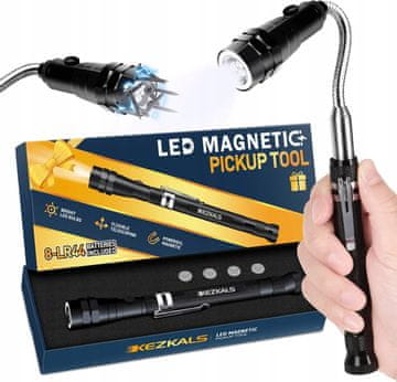 shumee Magnetna teleskopska LED svetilka 57 cm črne barve