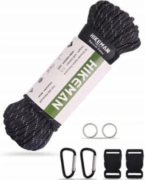 shumee 10-pramenska paracord vrv 30 m črna preživetvena padala