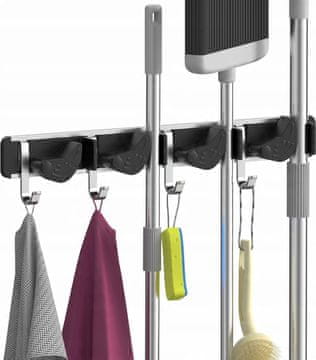 shumee Stenski organizator za krpe, metle, grablje, aluminijast 4x4