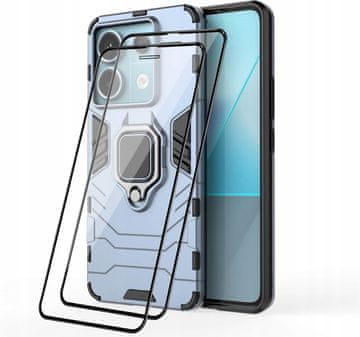 shumee Ovitek za Redmi Note 13 Pro 5G, oklepno držalo, stekleni obročki 2x, svetlo moder