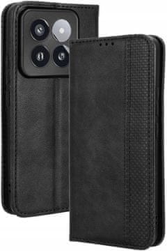 shumee Xiaomi 14 Pro preklopni ovitek črne barve denarnica iz umetnega usnja magnetni ovitek