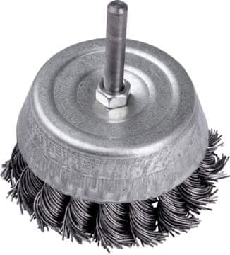 DREL Žična krtača v skodelici 75 mm, steblo 6 mm, d