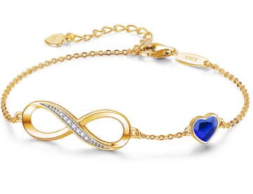 shumee Zlata zapestnica Infinity s kubičnimi cirkoni, darilo za rojstni dan - Majestic Blue - srebro 925