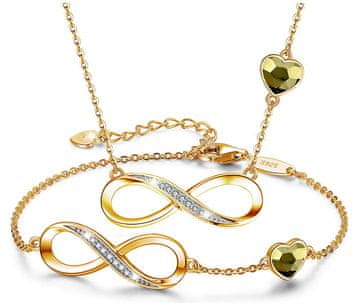 shumee Darilni komplet Gold Infinity s kubičnim cirkonom - ogrlica in zapestnica - srebro 925 - pozlačeno s 24-karatnim zlatom - rožnato zlato