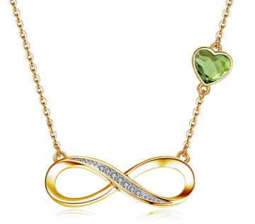 shumee Zlata ogrlica z neskončnostjo in kubičnim cirkonom - srebro 925 - pozlačeno s 24-karatnim zlatom - peridot - (45 cm) - darilo za ženske