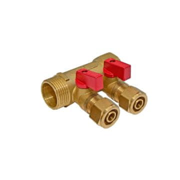 Idmar PEX razdelilnik 1" x 16 mm x 2 z ventili za toplo vodo