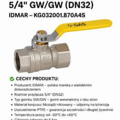 Idmar Idmar krogelni ventil 5/4" za plin GW/GW (DN32)