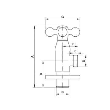 shumee Idmar kotni ventil 1/2″x1/2″ z retro keramično glavo 1010 zlata