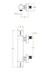 Laveo Stenska tuš pipa Pretto Graphite s termostatom