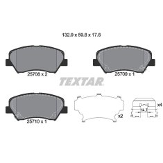 Textar Komplet zavornih oblog Textar 2570801, kolutne zavore