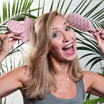 shumee Komplet dodatkov za lase - masažer, krtača, glavnik in torbica yeye Pink