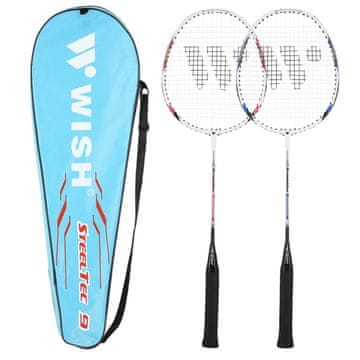 WISH Set badmintonskih loparjev Wish Steeltec 9K z dvema prevlekama za loparje