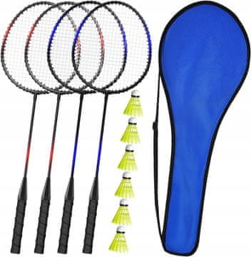 shumee Komplet badmintonskih loparjev KH 2-4 za odrasle in otroke, 4 loparji in 6 žogic