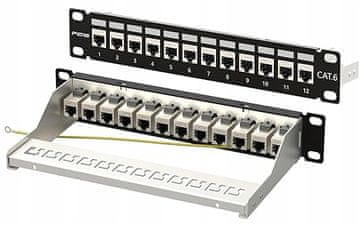 shumee FGB 1U 12-portna oklopljena RJ45 Keystone patch plošča Cat6