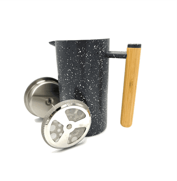 French Press 1000 ml siva z lesenim ročajem