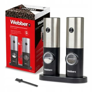 Webber Električni mlinček za poper in sol, na baterije, mlinček za sol, 2 kosa, Webber