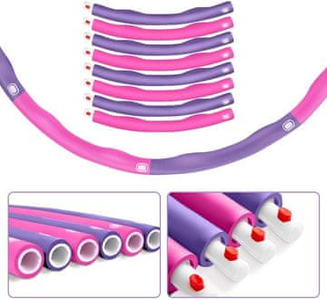 shumee Aoweika Hula Hoop obroč, 8 kosov, za trening, roza in vijolična