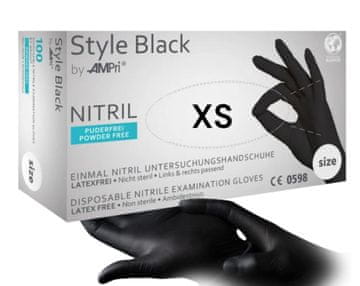 shumee Rokavice iz nitrila BlackSTYLE črne ampri 100 kosov - velikost XS