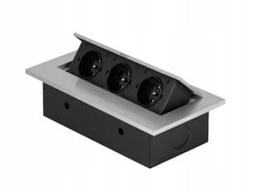 shumee Polnilna vtičnica skrita v pultu, srebrn trak 3x230V 3600W max 16A ALU