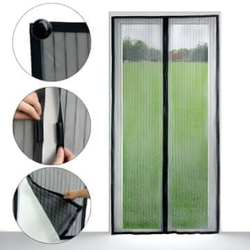 mreža proti mrčesu 218x96cm za vrata, magnetna, črna