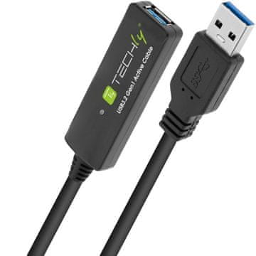 Techly USB 3.0 Repeater Kabel 10m, črn