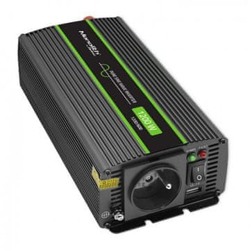 Qoltec Qoltec Monolith Auto 1200 W pretvornik napetosti, 24V DC na 230V AC, črn