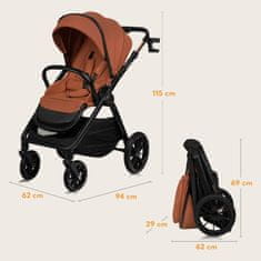 Lionelo Layla otroški voziček, 3-v-1, do 22 kg, rjav