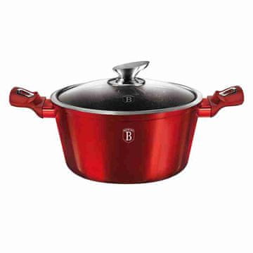 Berlingerhaus Lonec z marmorirano površino in pokrovom, premer 30 cm, serija Burgundy Metallic Line