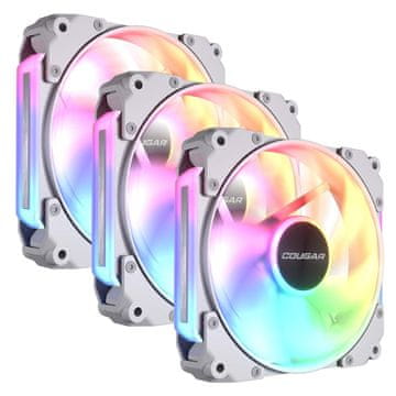 Cougar COUGAR Apolar 120 ARGB PC ventilator, obrnjene lopatice, bel, komplet 3 kosov