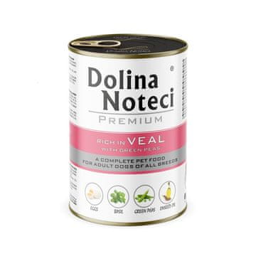 dnt DOLINA NOTECI Premium Pasja hrana - Teletina z zelenim grahom - vlažna, 400g