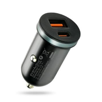 slomart Avto polnilnik EAV CC-30Q, USB + USB-C, QC 3.0/PD, 35W, črn