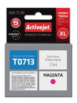 ActiveJet Brizgalni črnilni kartuš Activejet XL, magenta, 15 ml (nadomestna za Epson T0713)