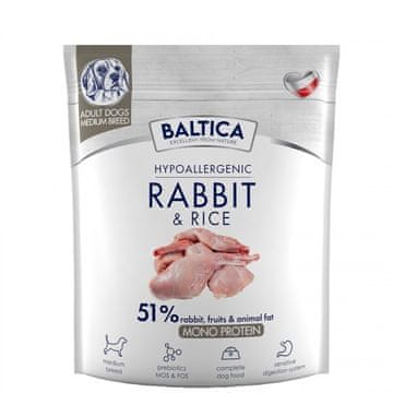 slomart BALTICA Nutraceutic Hypoallergenic M Rabbit z rižem - suha hrana za pse - 1 kg