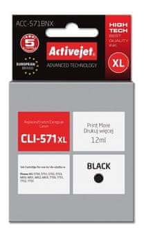 ActiveJet Nadomestna črnila Activejet ACC-571BNX XL za Canon, 12 ml, črna
