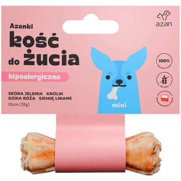 slomart RIT AZANKI Hypoallergenic kost iz jelenje kože z zajcem in lanenim semenom, MINI - pasja poslastica, 10 cm