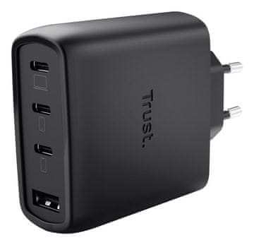 Trust Trust Maxo 65W univerzalni polnilec, GaN, USB-C, 2m kabel, črn
